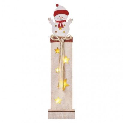EMOS LED dekorace dřevěná – sněhulák, 46 cm, 2x AA, vnitřní, teplá bílá,1550000063