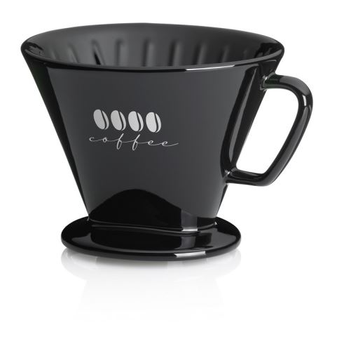 Kela KL-12493 Porcelánový černý kávový hrneček s L filtrem