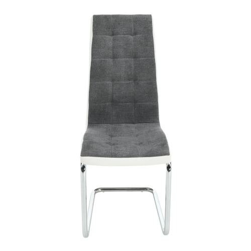 Kondela 201215 Jídelní židle tmavě šedá, bílá, látka, ekokůže, chrom SALOMA NEW