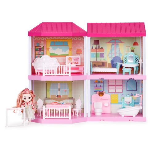 MULTISTORE HC507651 Skládací domeček pro panenky Villa + LED nábytek pro panenky