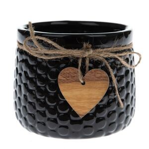 Indecor X11503 Květináč keramika, dřevo černý 10x10x13 cm