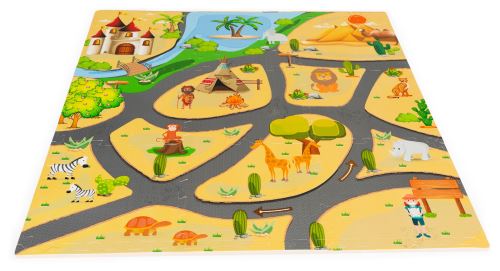 ECOTOYS ECOEVA009 Pěnová podložka pro děti puzzle safari 9 ks 93 x 93 cm
