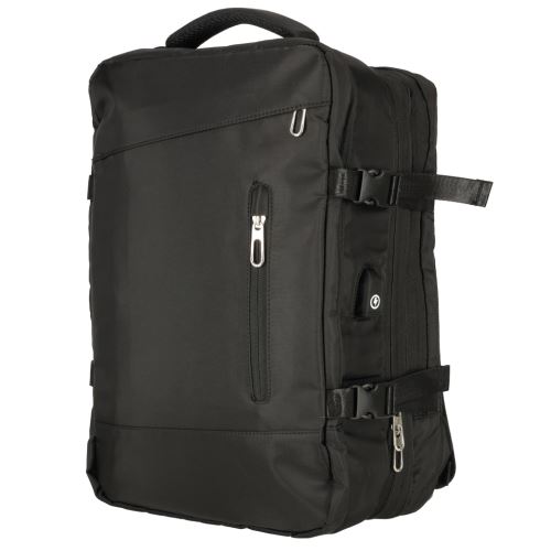 KIK KX4109 Cestovní batoh na notebook rozšiřitelný 26-36L USB kabel černá