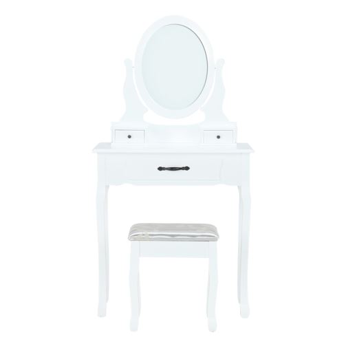 Kondela 228273 Toaletní stolek s taburetem bílá, stříbrná LINET NEW