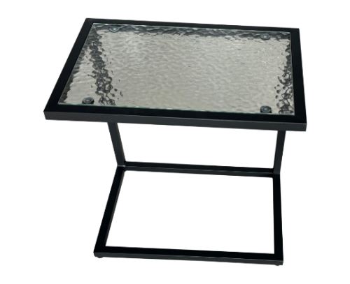 Kondela 371796 Zahradní stolek černá ocel, tvrzené sklo SELKO