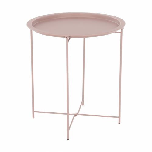 Kondela 273685 Příruční stolek s odnímatelným tácem nude růžová RENDER