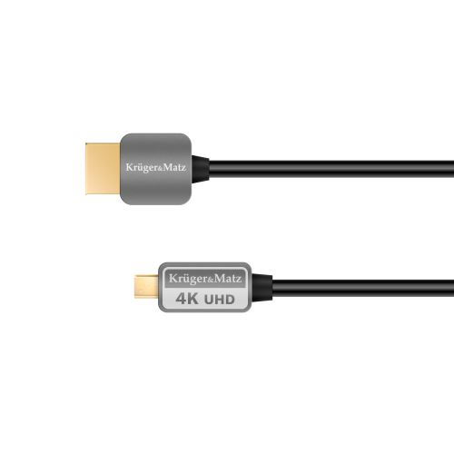 Kruger & Matz  Kabel HDMI - micro HDMI plug-plug (AD) 1,8 m šedý KM0327