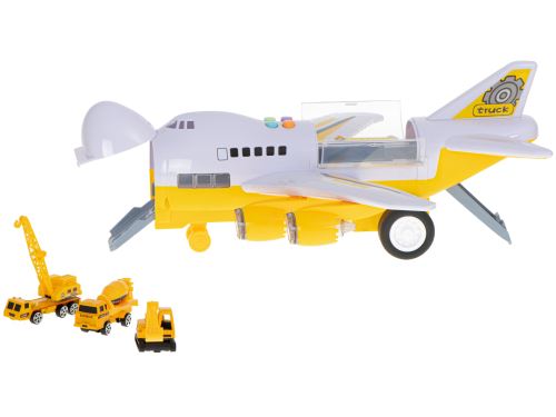 KIK KX5987 Letadlo + 6 stavebních vozidel žluté