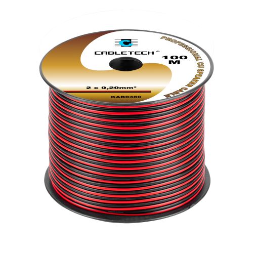Cabletech kabel reproduktoru 0,2 mm černý a červený, 100m KAB0380