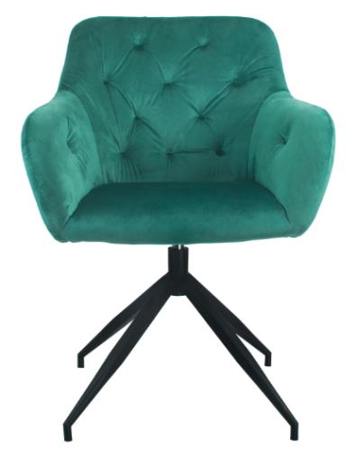 Kondela 362455 Otočná jídelní židle zelená Velvet látka, černá VELEZA NEW