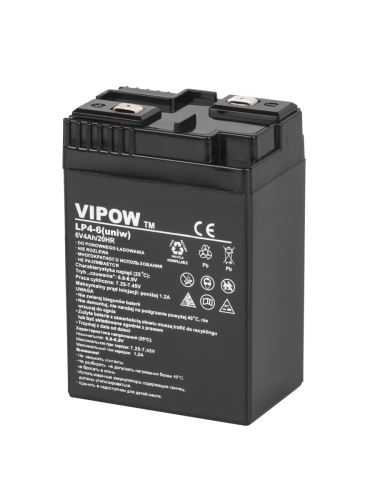 VIPOW 6V 4Ah gelová baterie černá BAT0204