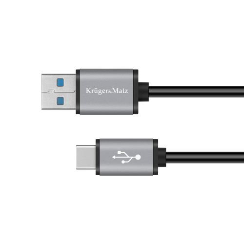 Kabel USB 3.0 V zástrčka - Kruger & Matz Základní typ C 5G 1m zástrčka šedá KM1244