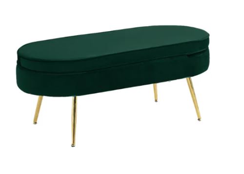 Kondela 293845 Luxusní taburet smaragdová Velvet látka, zlatá Art-deco NOBLIN TABURET TYP 2