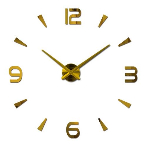 KIK Nalepovací nástěnné hodiny - 3D zlaté KX7848