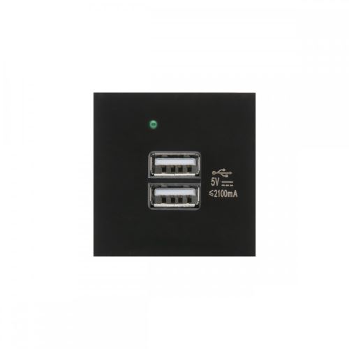 Maclean MCE728B Zásuvka USBx2 s nabíječkou, duální 2,1 A, černá 75815