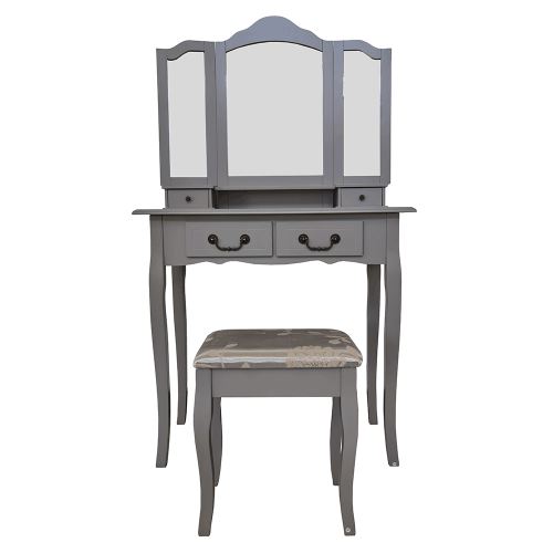 Kondela 287070 Toaletní stolek s taburetem šedá, stříbrná REGINA NEW