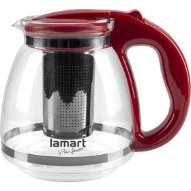 LAMART LT7074 Skleněná červená čajová konvice 1,5 l VERRE 42005032
