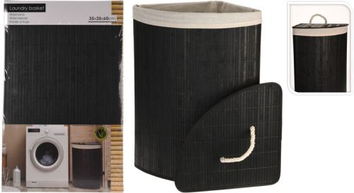 EXCELLENT Koš na prádlo rohový bambus 35 x 35 x 60 cm černá KO-HX9100560 029047