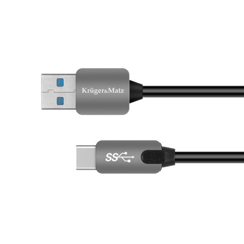 USB kabel 3.0 zástrčka - zástrčka typu C 5 Gbps 0,5 m Kruger & Matz šedý KM0347