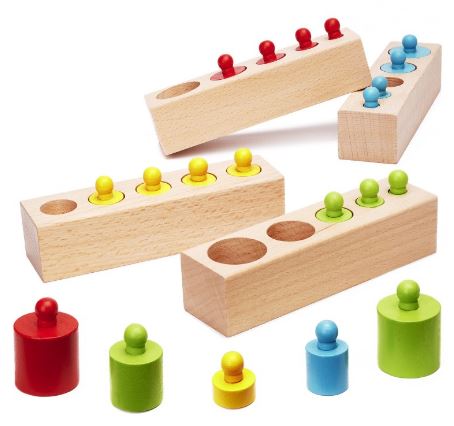 KIK Montessori dřevěné válcové závaží barevné KX6290