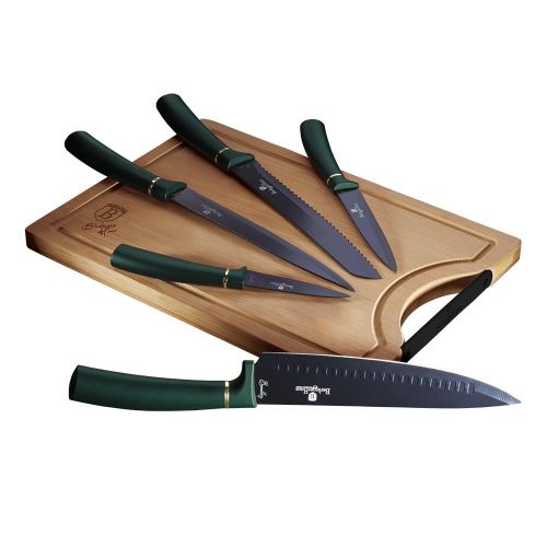 Sada nožů s nepřilnavým povrchem + prkénko 6 ks Emerald Collection Berlingerhaus BH-2551