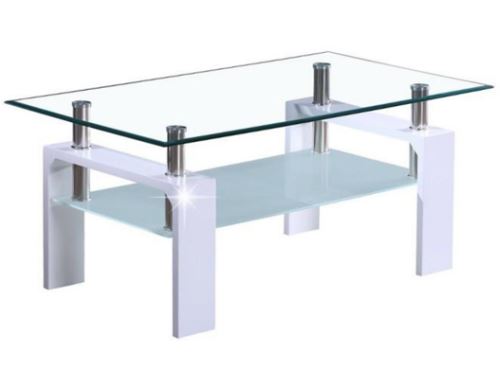Kondela 143855 Konferenční stolek bílá extra vysoký lesk HG, sklo LIBOR NEW