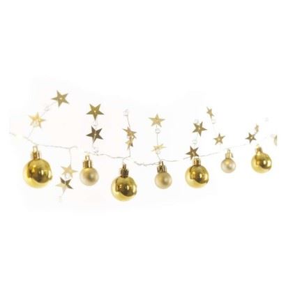 Emos LED vánoční girlanda – zlaté koule s hvězdami DCGW11, 1,9 m, 2x AA, vnitřní, teplá bílá 1550000118