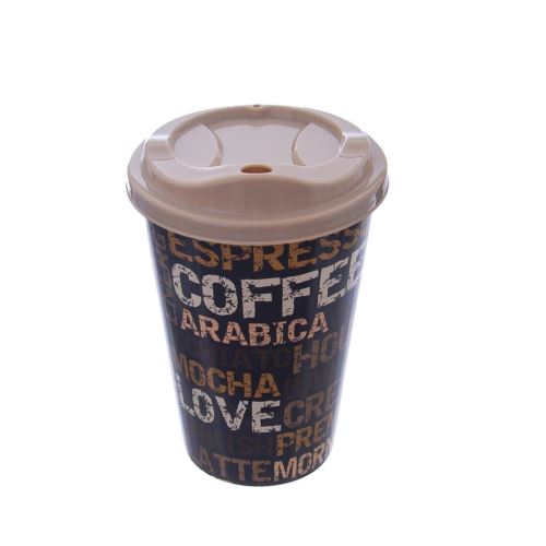 Orion Plastový pohár COFFEE s víčkem 0,45 l ASS 121770