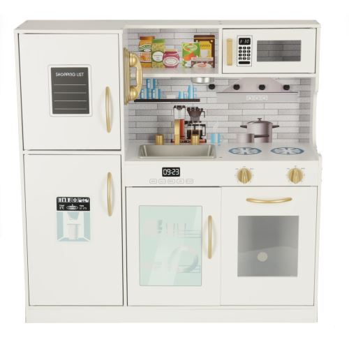 KIK KX4934 Dřevěná kuchyňka pro děti s lednicí bílá