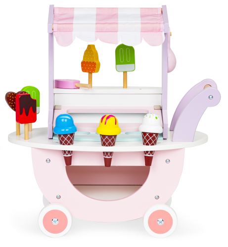 ECOTOYS TL89015 Dřevěný vozík zmrzlinárna pro děti obchod 12 ks