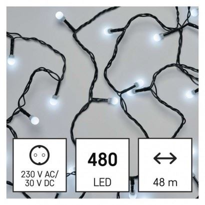 EMOS Lighting LED vánoční cherry řetěz – kuličky D5AC05, 48 m, studená bílá 1550052003