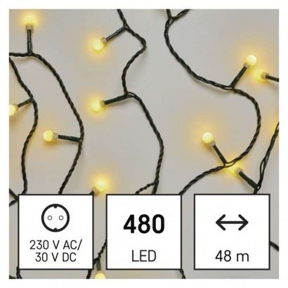 EMOS Lighting LED vánoční cherry řetěz – kuličky D5AW05, 48 m, teplá bílá 1550050003