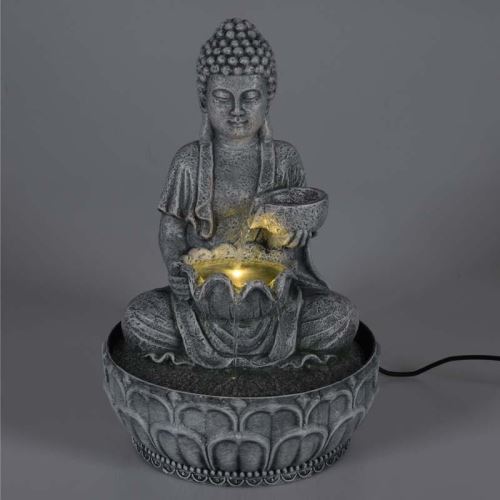 HOMESTYLING KO-795202330 Fontána pokojová s LED osvětlením 29 cm Budha černá