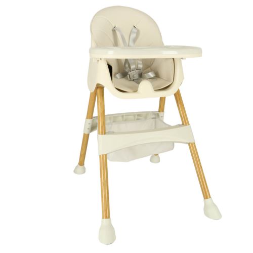 KIK KX4516 Dětská jídelní židlička s podnožkou krémová barva