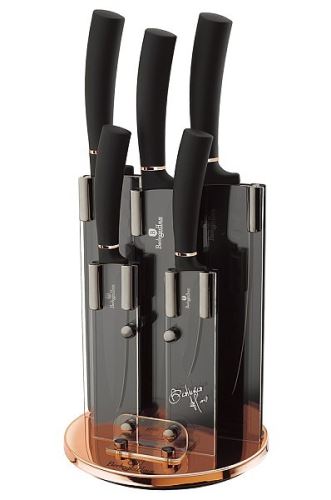 BERLINGERHAUS Luxusní sada nožů ve stojanu 6 ks Black Rose Collection BH-2336