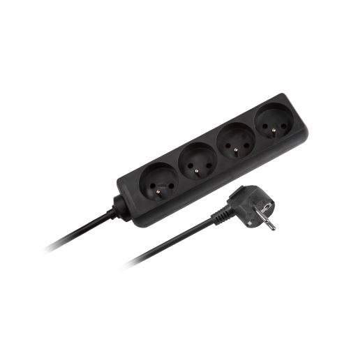 Rebel Prodlužovací kabel černý 4 zásuvky bez vypínače, 5m kabel (3x1,5mm) URZ3060-5-B