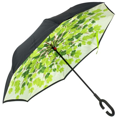 KIK Oboustranný skládací deštník Strom černo-zelený KX7788_3