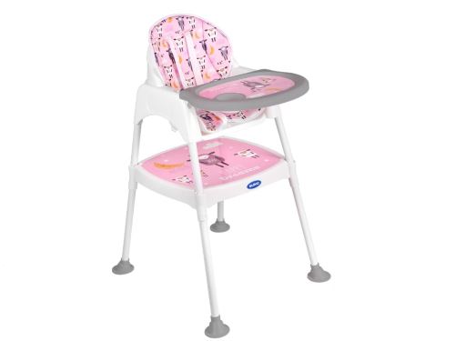 KIK KX5317_3 Dětská růžová židlička na krmení 3v1
