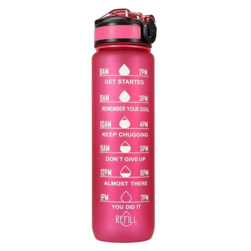 KIK KX4398_1 Motivační láhev na vodu 1 l růžová