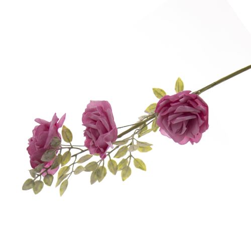 Indecor Umělá květina růže tmavě růžová 3 květy 60 cm X08584