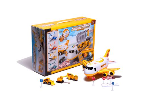 KIK KX6684_3 Dětské transportní letadlo + 3 stavební vozidla