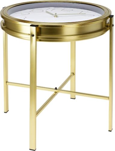HOMESTYLING KO-HZ1961990 Konferenční stolek s hodinami kulatý 42 x 40 cm zlatý