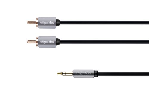 3,5 - 2RCA stereo jack kabel 1,8m Kruger & Matz šedý KM0310
