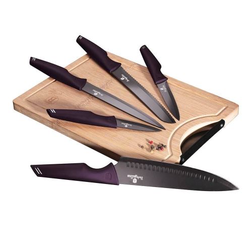 BERLINGERHAUS Sada nožů s nepřilnavým povrchem + prkénko Purple Eclipse Collection BH-2832