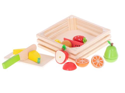 KIK Dřevěné ovoce s magnetem v bedýnce pro děti KX5955