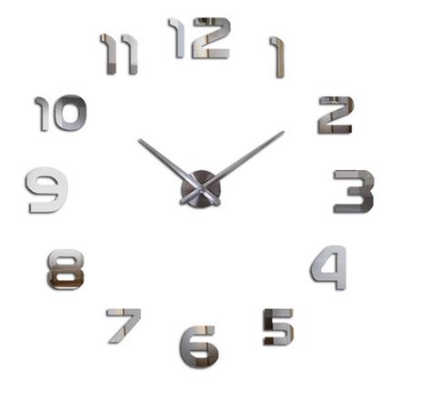 KIK KX7844 Nástěnné hodiny velké 80-120 cm stříbrné 12 číslic