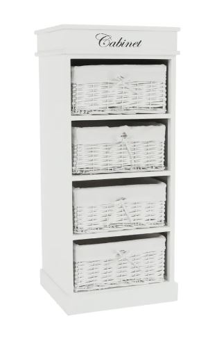 Kondela 136613 4-šuplíková komoda, bílá, BLANCO látka 40 x 45 x 104 cm