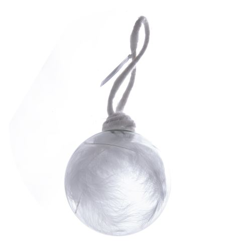 Indecor Ozdoba koule sklo vánoční peříčka velká X02735