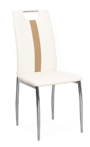 Kondela 182209 Židle bílá, béžová ekokůže, chrom nohy SIGNA