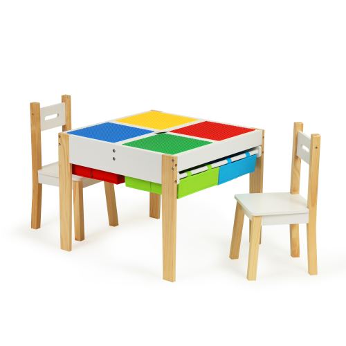ECOTOYS XKF002 Dřevěný dětský nábytek stůl se 2 židlemi 5903769972760
